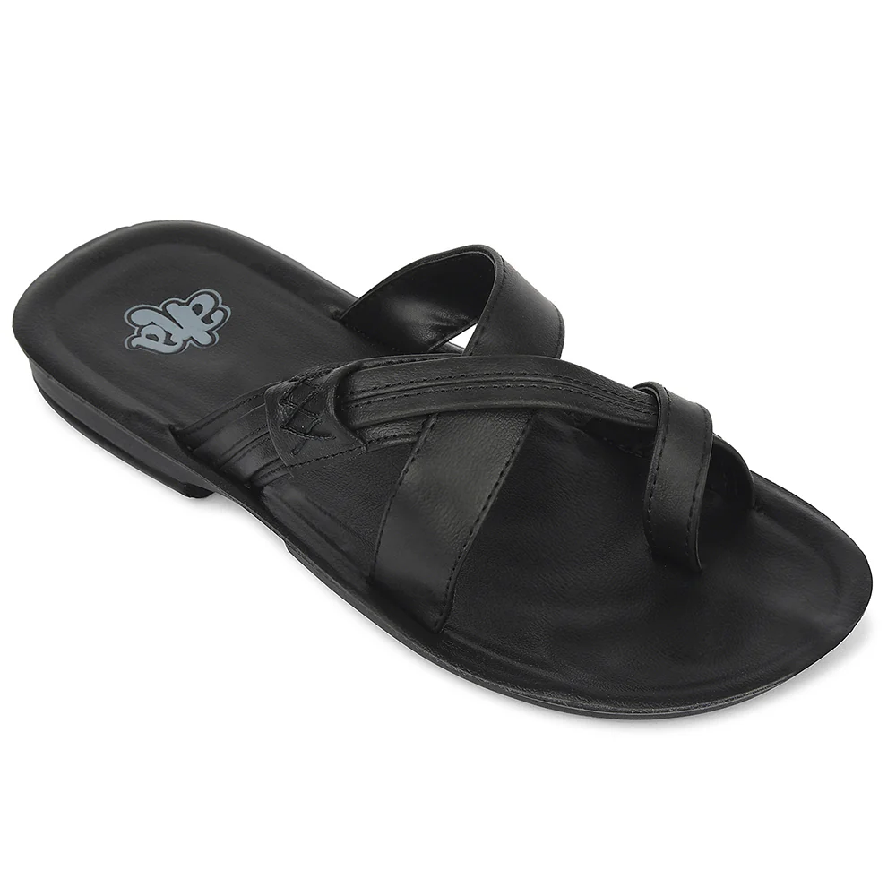 A-HA Black Casual Flat Sandal For Men MPU-60 By Liberty