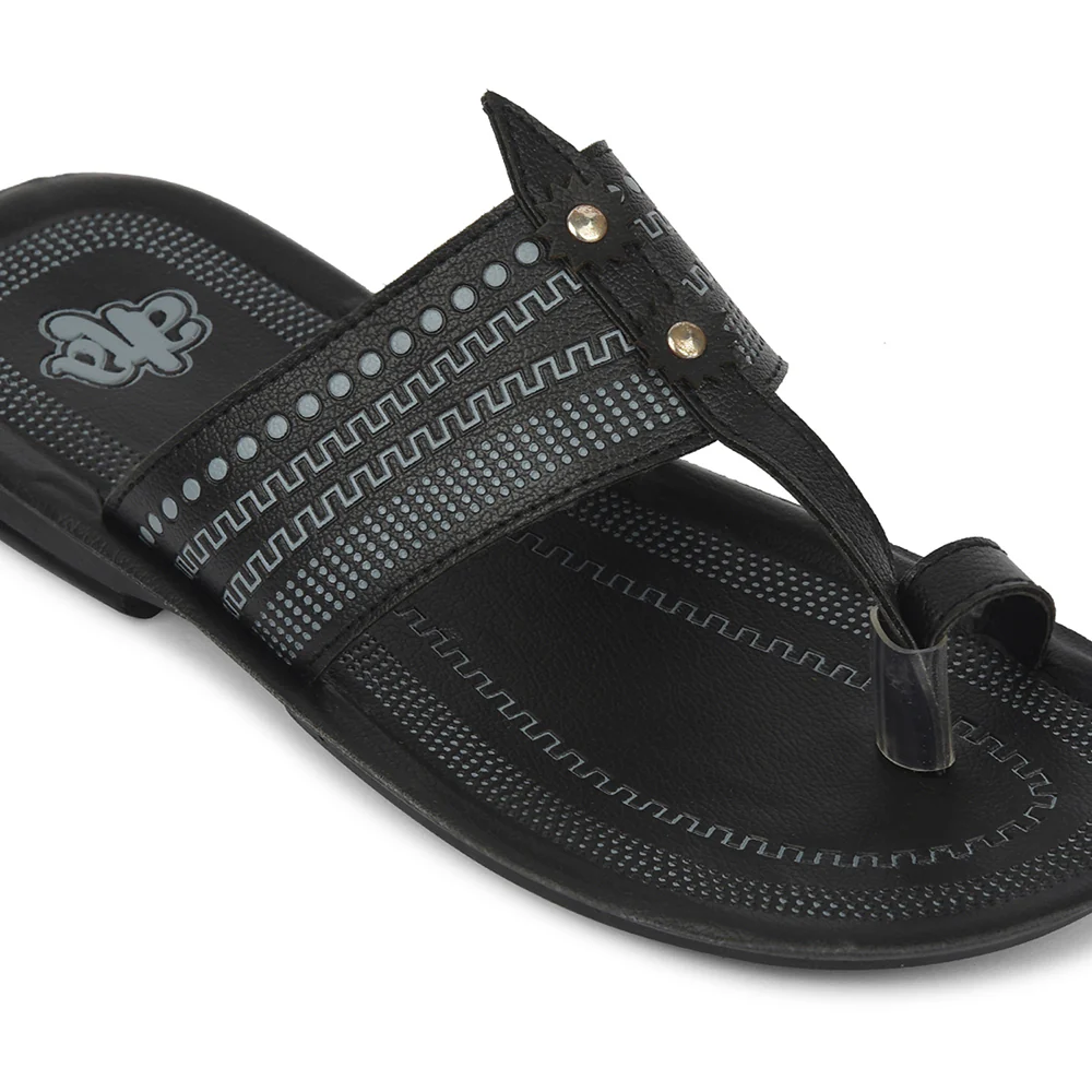 A-HA Black Casual Flat Sandal For Men MPU-62 By Liberty - Image 4