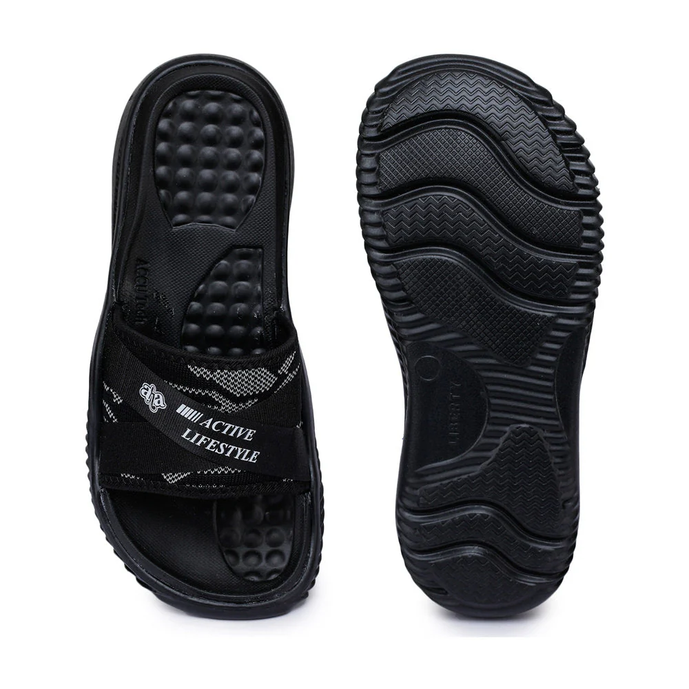 A-HA By Liberty Black Slides For Men STAMINA-11 - Image 4