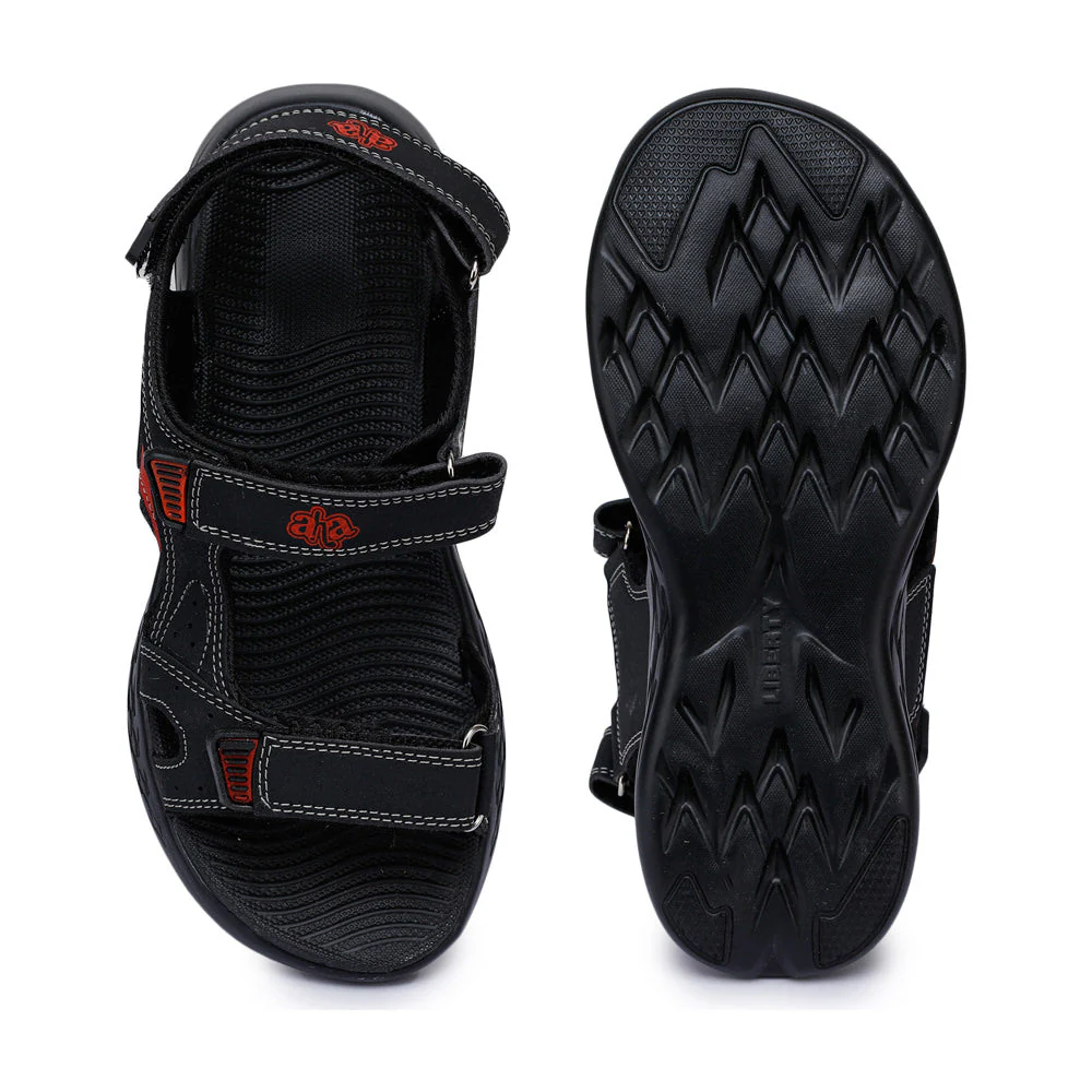 A-HA Casual Black Sandals For Men IMPACT-9 By Liberty - Image 4