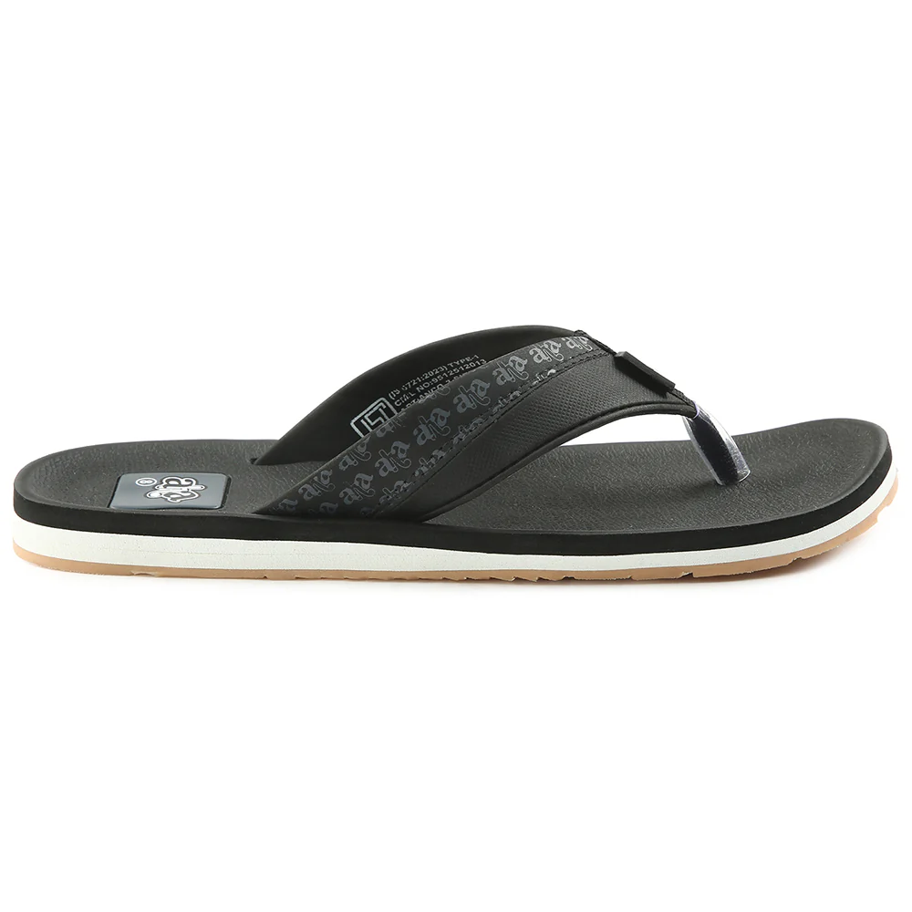A-HA Casual Black Flip Flops For Men ANCO-03 By Liberty - Image 2