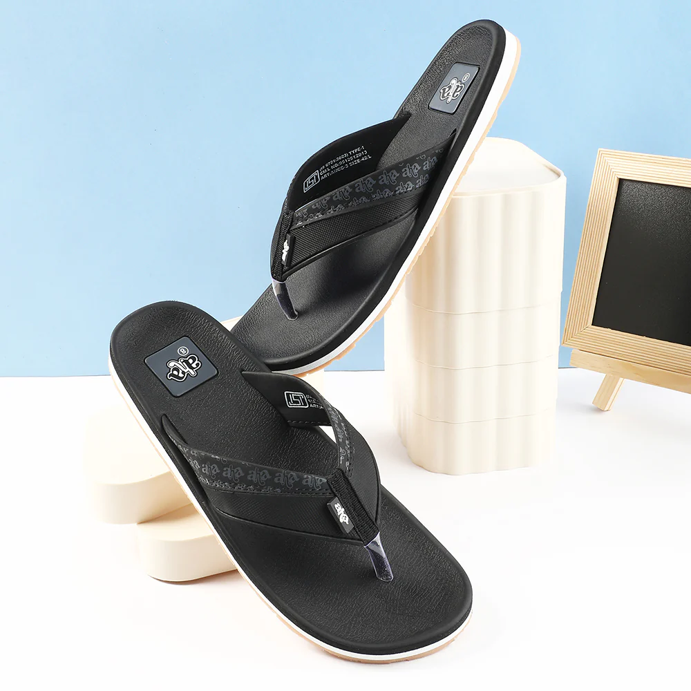 A-HA Casual Black Flip Flops For Men ANCO-03 By Liberty - Image 4