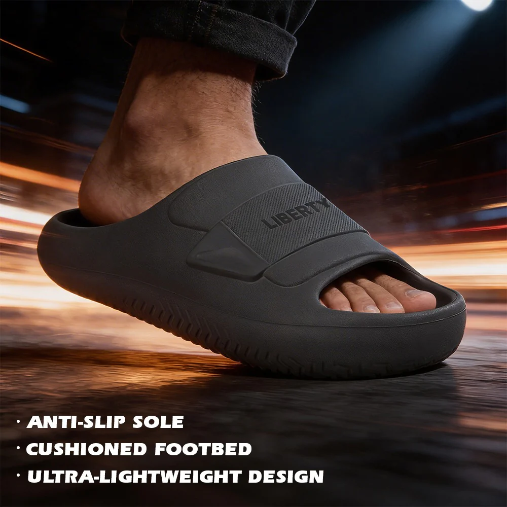 A HA DAILYWALK Black Casual Slip on Slides for Men by Liberty - Image 2