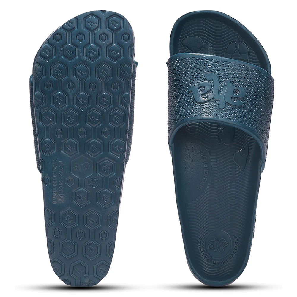 A-HA DOCTOR-2M Teal Blue Casual Slip on Slides for Men by Liberty - Image 4