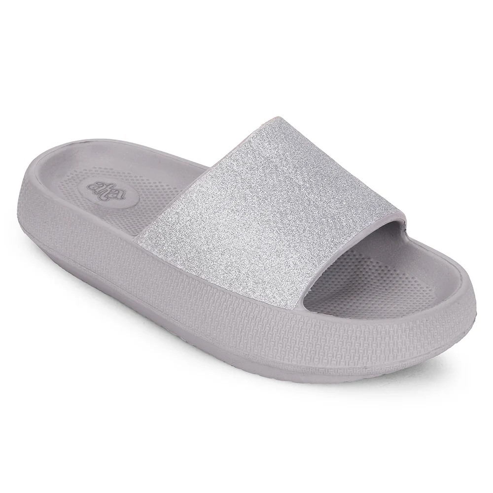A-HA Grey Casual Slides For Women COMFYWALKL By Liberty