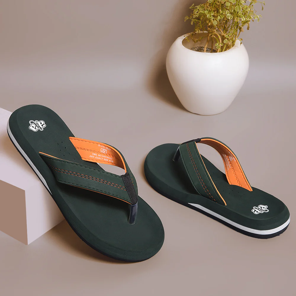 A-HA Olive Green Casual Flip-Flops For Men EXACT By Liberty - Image 4