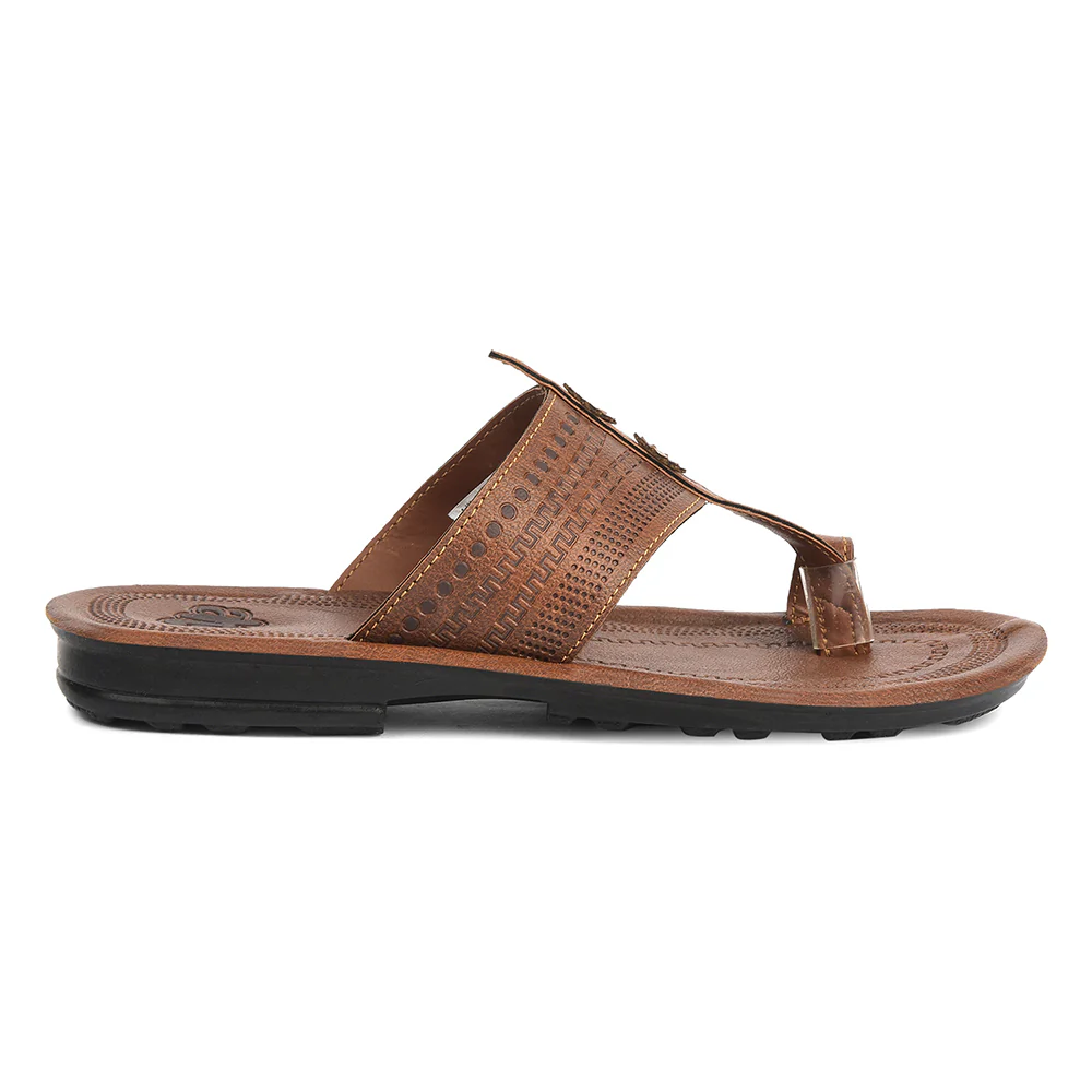 A-HA Tan Casual Flat Sandal For Men MPU-62 By Liberty - Image 2