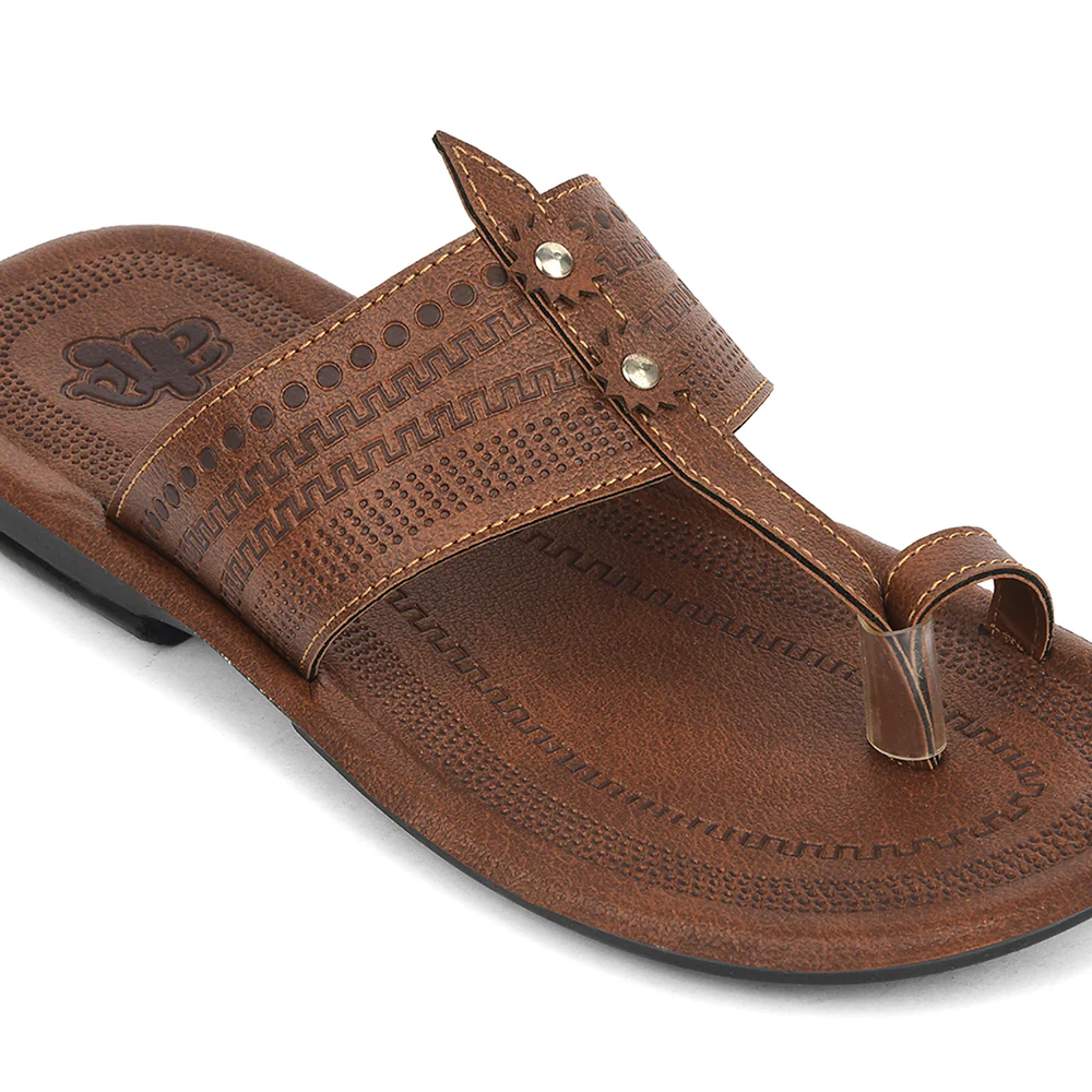 A-HA Tan Casual Flat Sandal For Men MPU-62 By Liberty - Image 5