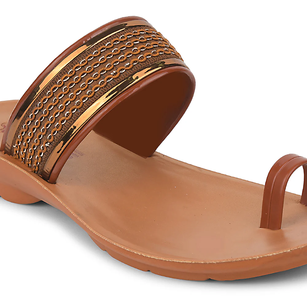 A-HA Tan Casual Toe Ring Slipper For Women LPU-14 By Liberty - Image 5