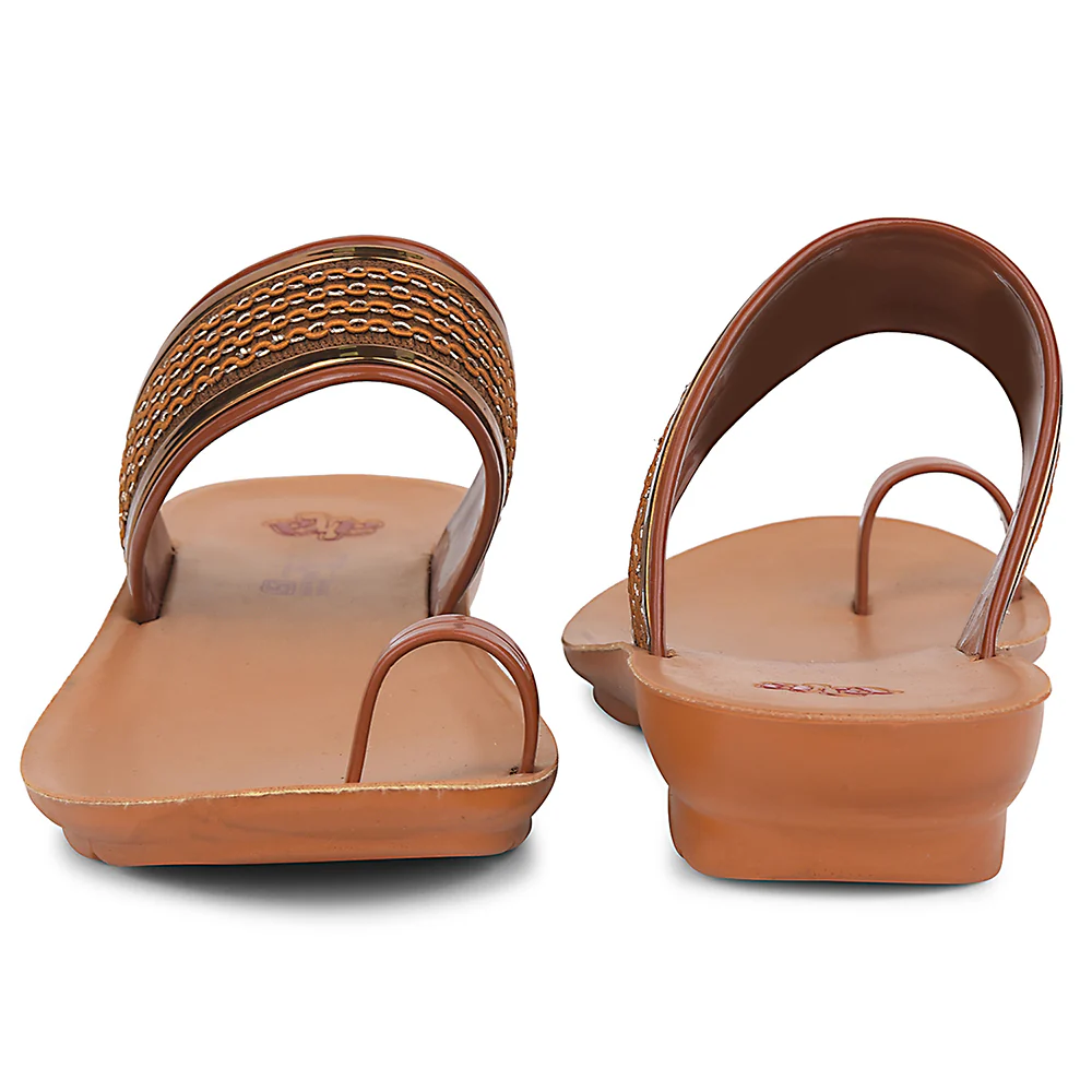 A-HA Tan Casual Toe Ring Slipper For Women LPU-14 By Liberty - Image 6