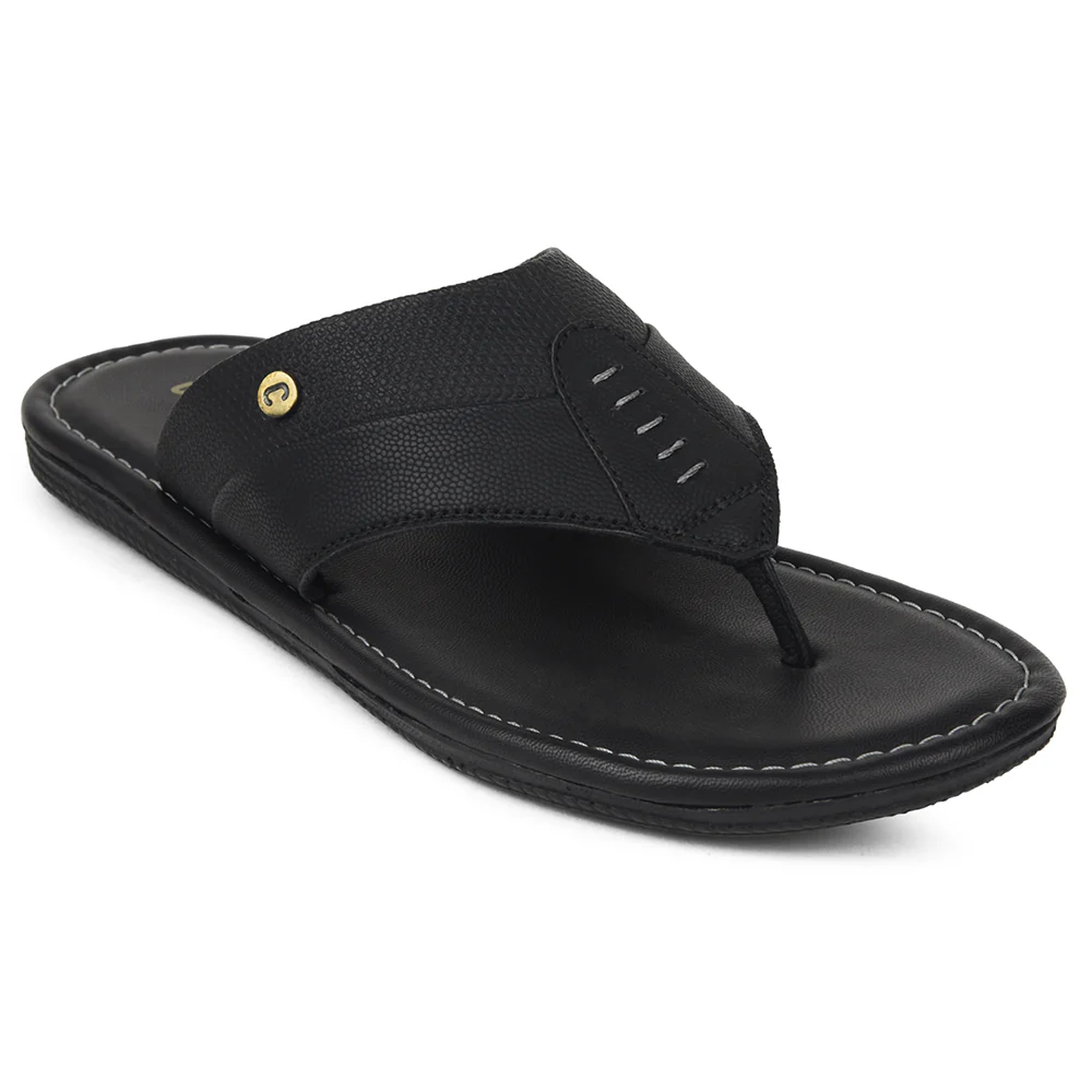 Coolers Black Casual Slipper For Men AOL-13 By Liberty
