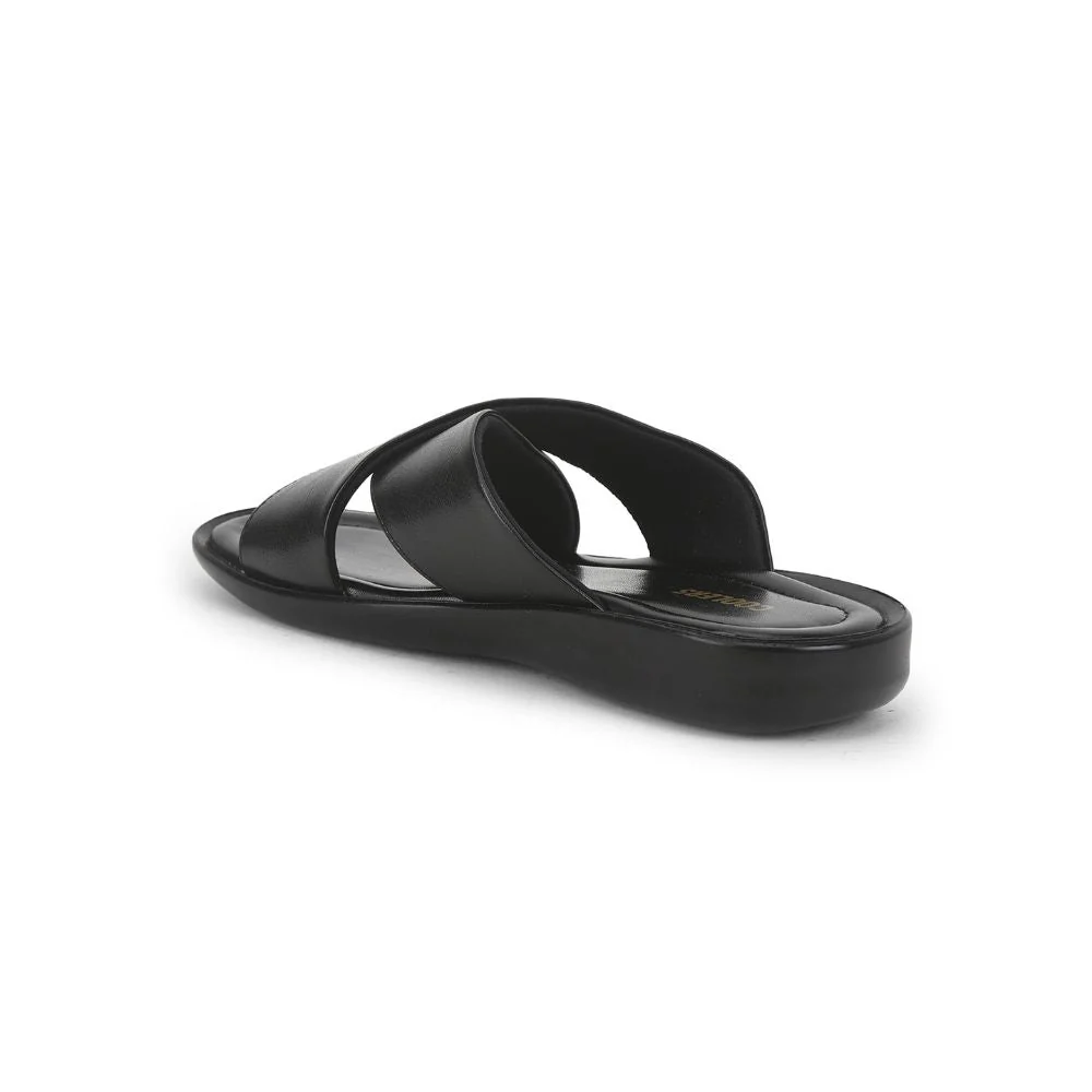 Coolers Black Casual Slippers For Men CROSS-1E By Liberty - Image 3