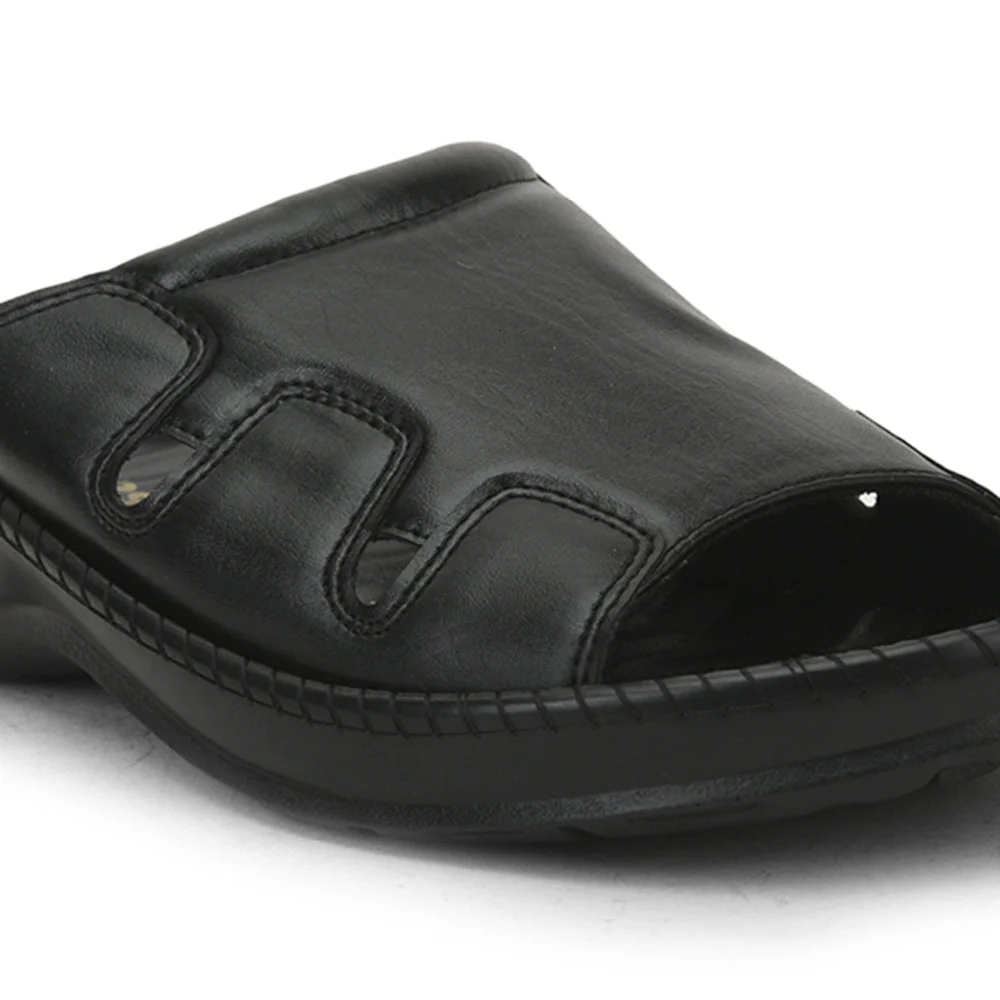 Coolers Black Casual Slippers For Men META-2 By Liberty - Image 5