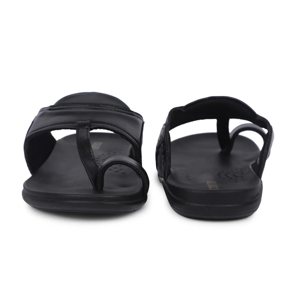 Coolers Casual Black Toe Ring Slippers For Men KENYA-2E By Liberty - Image 5