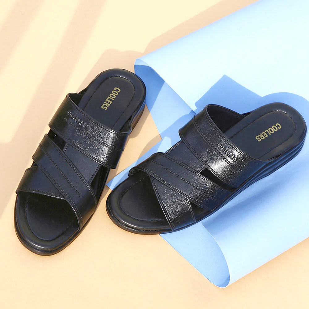 Coolers Casual (Black) Slippers For Men 7123-143 By Liberty - Image 3