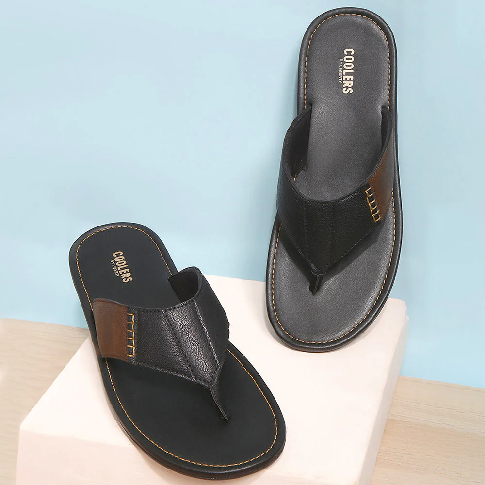 Coolers Casual Black Slippers For Men AVN-13 By Liberty - Image 4