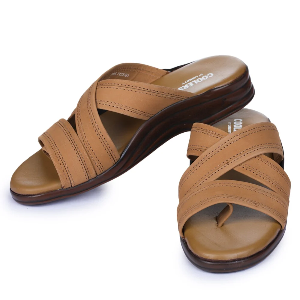 Coolers Casual Brown Slippers For Men 7123-61 By Liberty - Image 3