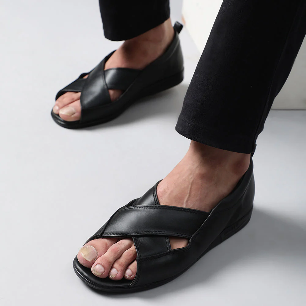 Coolers Formal (Black) Sandals For Men 7194-118 By Liberty - Image 4