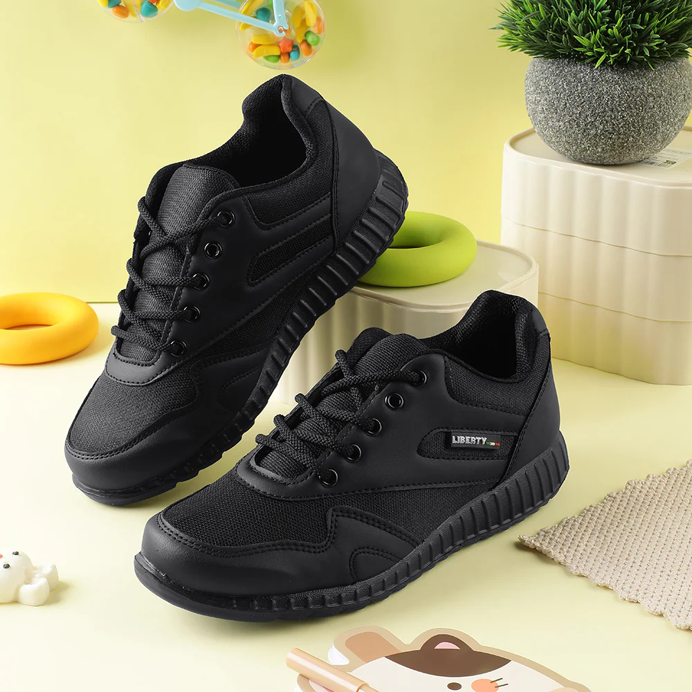 Force 10 Black Lacing Uniform School Shoes For Kids 9906-90GN By Liberty - Image 6