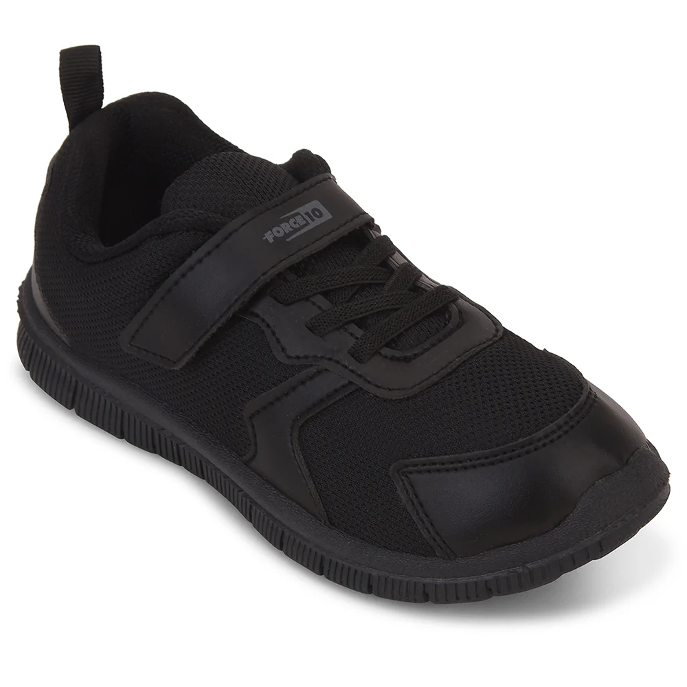 Force 10 Black Non-Lacing Uniform School Shoes For Kids TIGER By Liberty