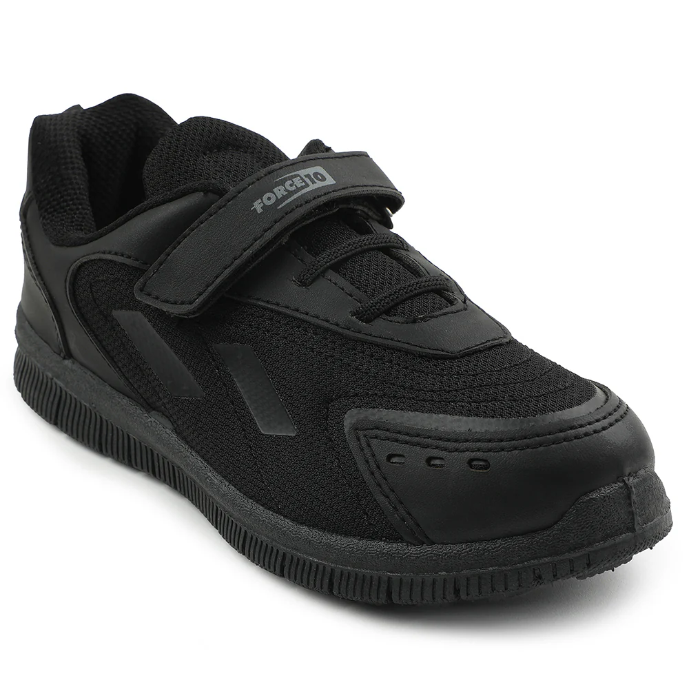 Force 10 Black Non Lacing Uniform School Shoes For Kids TRIVSKO-3E By Liberty