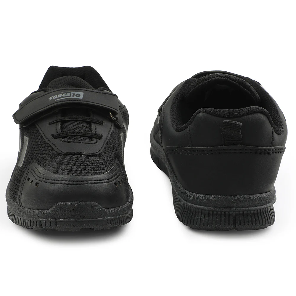 Force 10 Black Non Lacing Uniform School Shoes For Kids TRIVSKO-3E By Liberty - Image 6