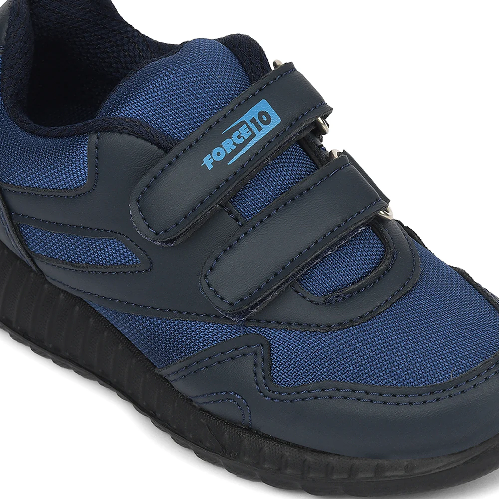 Force 10 Blue Non Lacing Uniform School Shoes For Kids 9906-90VGN By Liberty - Image 4