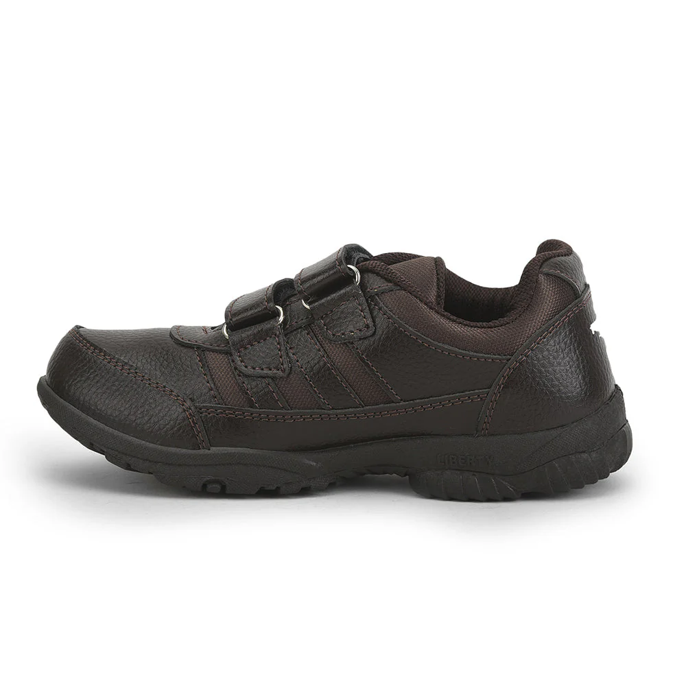 Force 10 Brown Velcro Uniform School Shoes For Kids 8151-18VEL By Liberty - Image 3