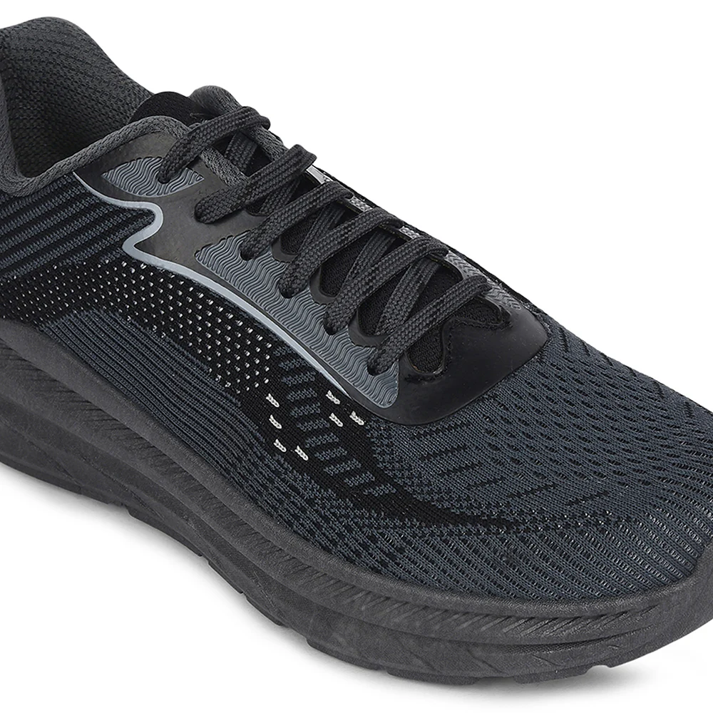 Force 10 Dark Grey Sports Lacing Running Shoes For Men MATCHER-8E By Liberty - Image 4