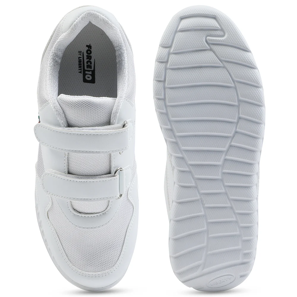 Force 10 White Velcro Uniform School Shoes For Kids 9906-90VGN By Liberty - Image 10