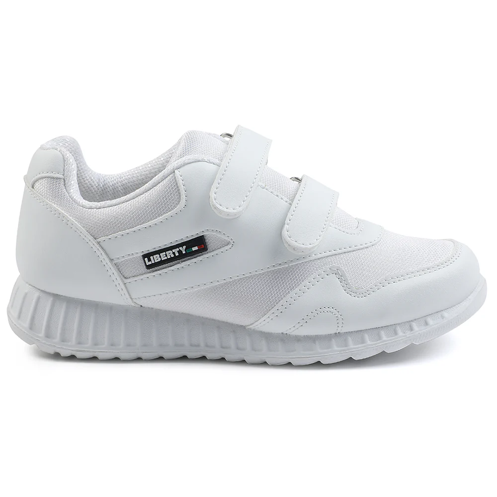 Force 10 White Velcro Uniform School Shoes For Kids 9906-90VGN By Liberty - Image 2