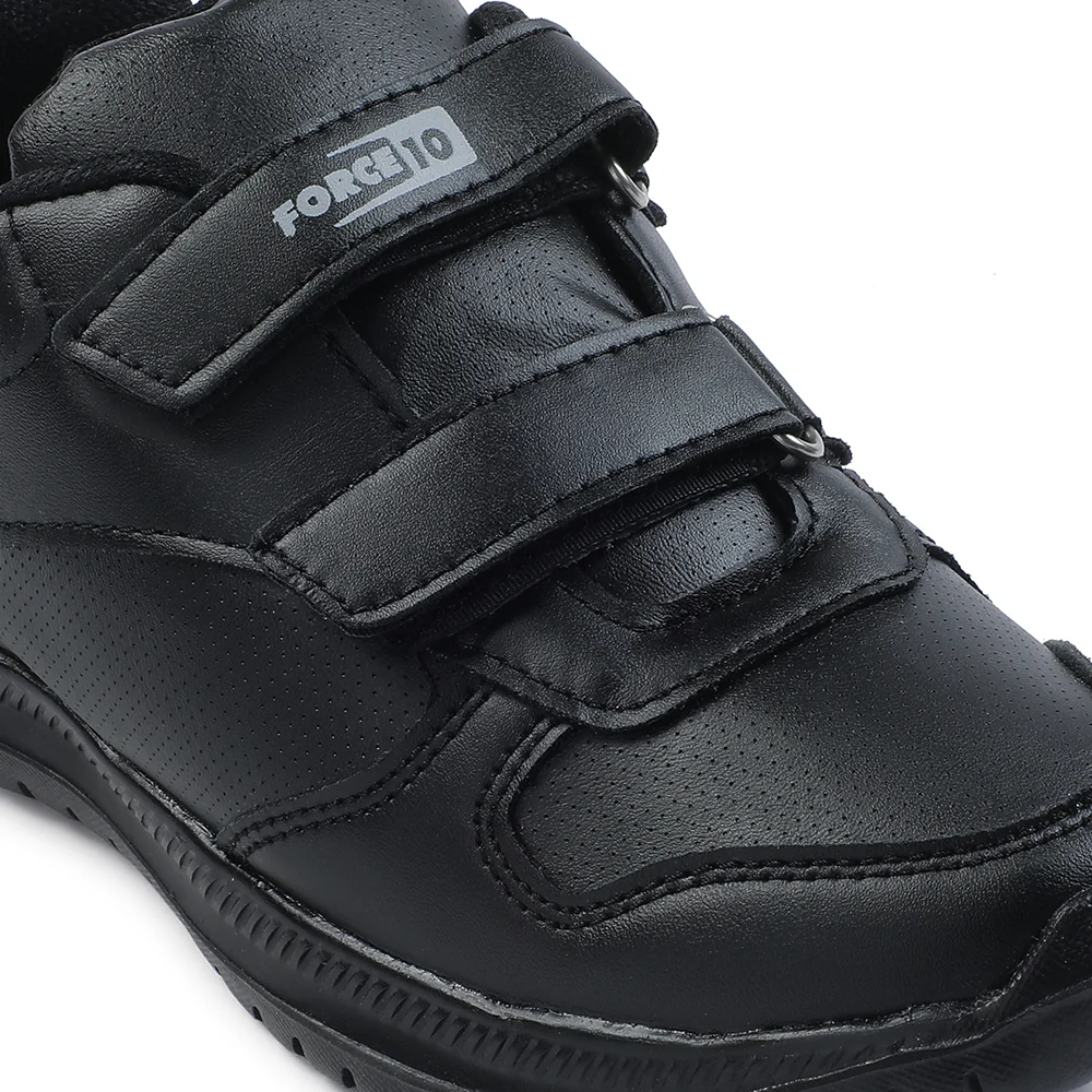Force 10 Black Non Lacing Uniform School Shoes For Kids SKOLPRO-V By Liberty - Image 7