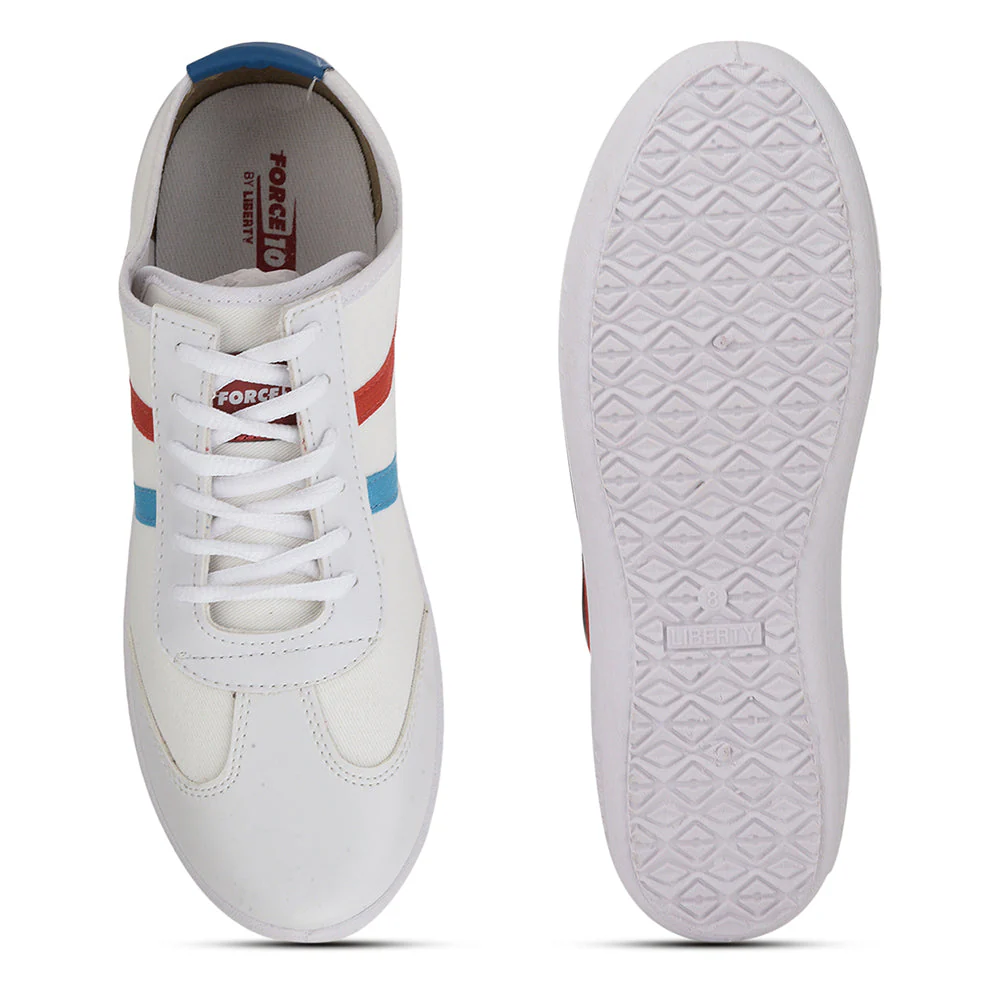 Force 10 Lacing White Casual Shoes For Men DYLAN-1E by Liberty - Image 3