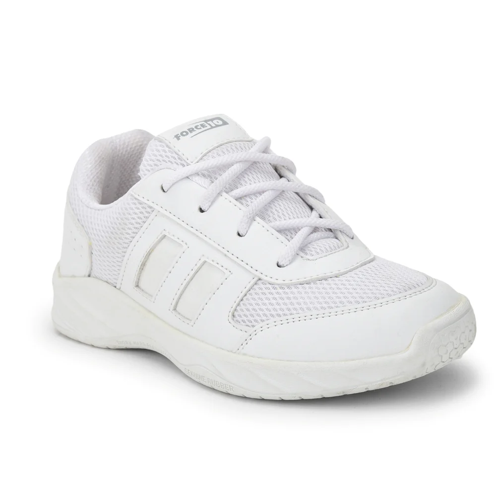 Force 10 White Lacing Uniform School Shoes For Kids SKOLGAME-L By Liberty