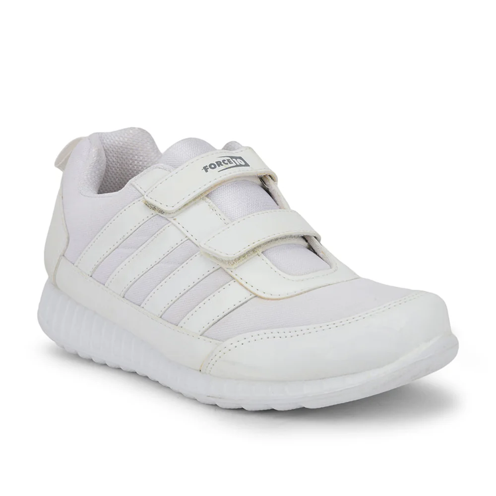 Force 10 White Non Lacing Uniform School Shoes For Kids 9906-90SV By Liberty