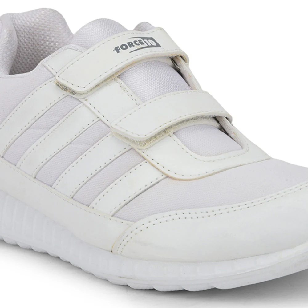 Force 10 White Non Lacing Uniform School Shoes For Kids 9906-90SV By Liberty - Image 4
