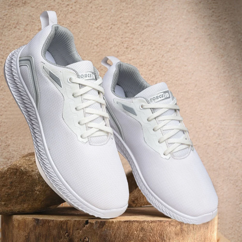 Force10 White Sports Walking Shoes For Men OSLO-M1E By Liberty - Image 4