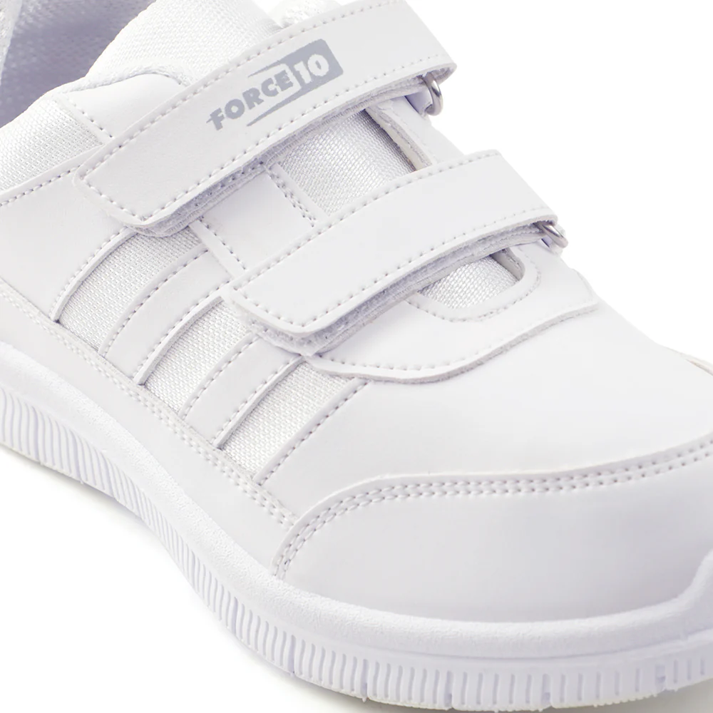Force 10 White Uniform Velcro School Shoe For Kids GOLA-03 By Liberty - Image 7