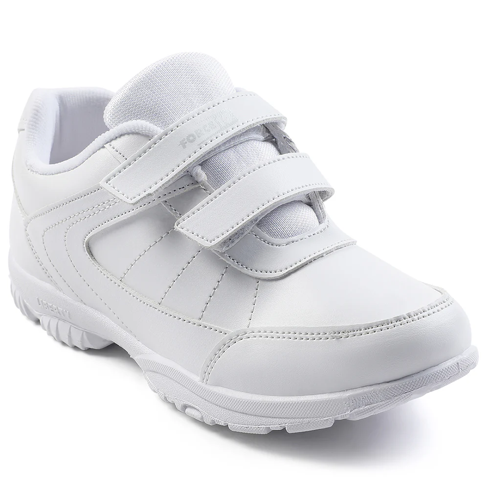 Force 10 White Velcro Uniform School Shoes For Kids SCHZONE-DV By Liberty