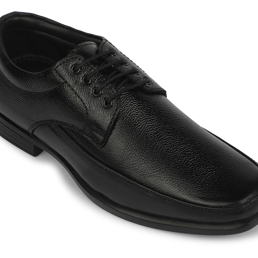 Fortune Black Formal Lacing Derby Shoes for Men HML-52 by Liberty - Image 5