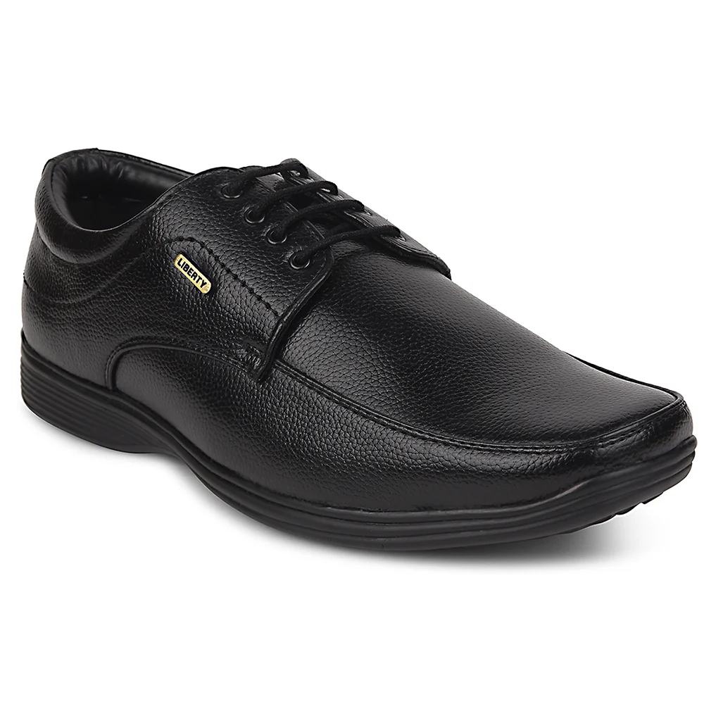 Fortune Black Formal Lacing Derby Shoes For Men R573-05 By Liberty
