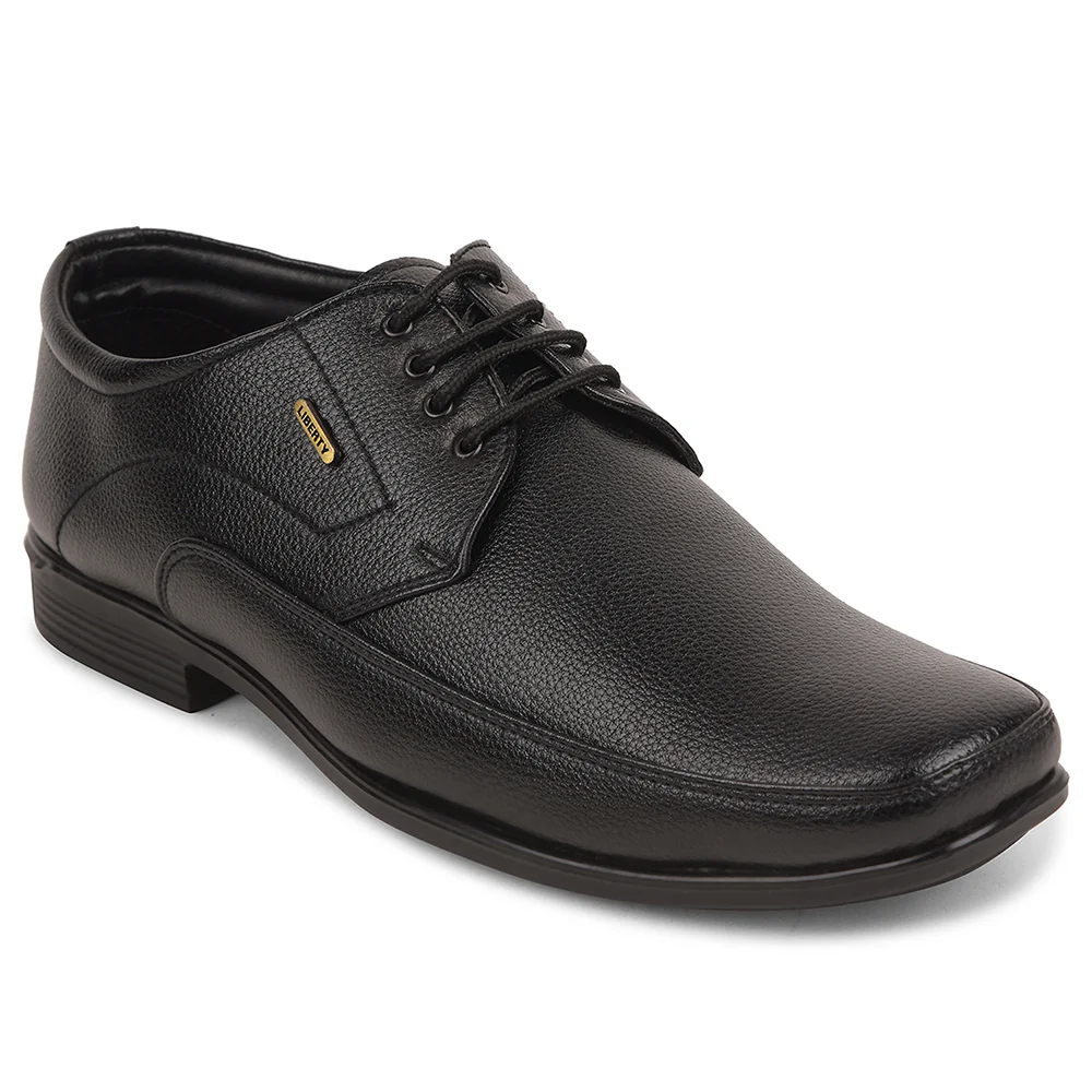 Fortune Black Formal Lacing Derby Shoes For Men UVL-134 By Liberty