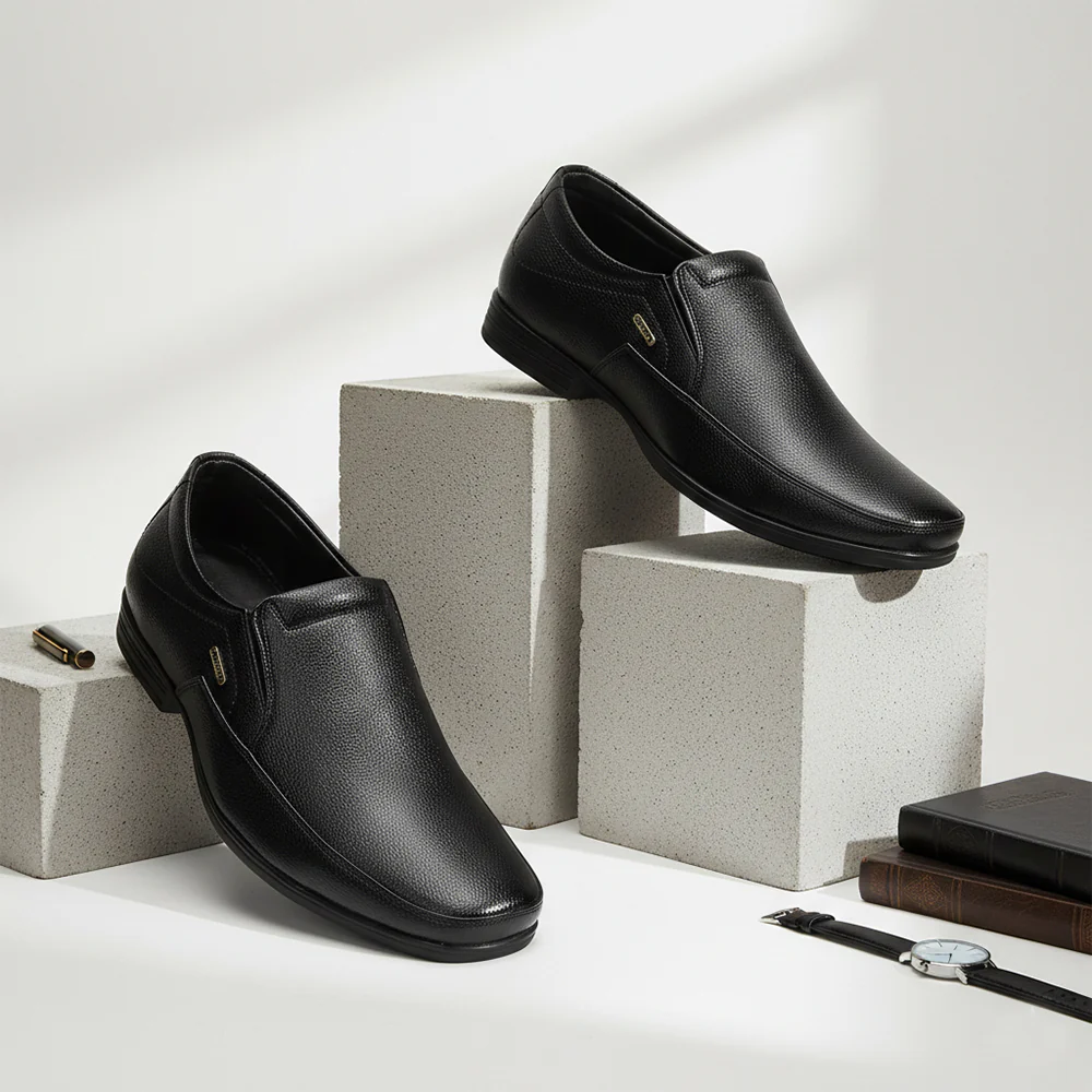 Fortune Black Formal Non Lacing Moccasins For Men HML-89E By Liberty - Image 2