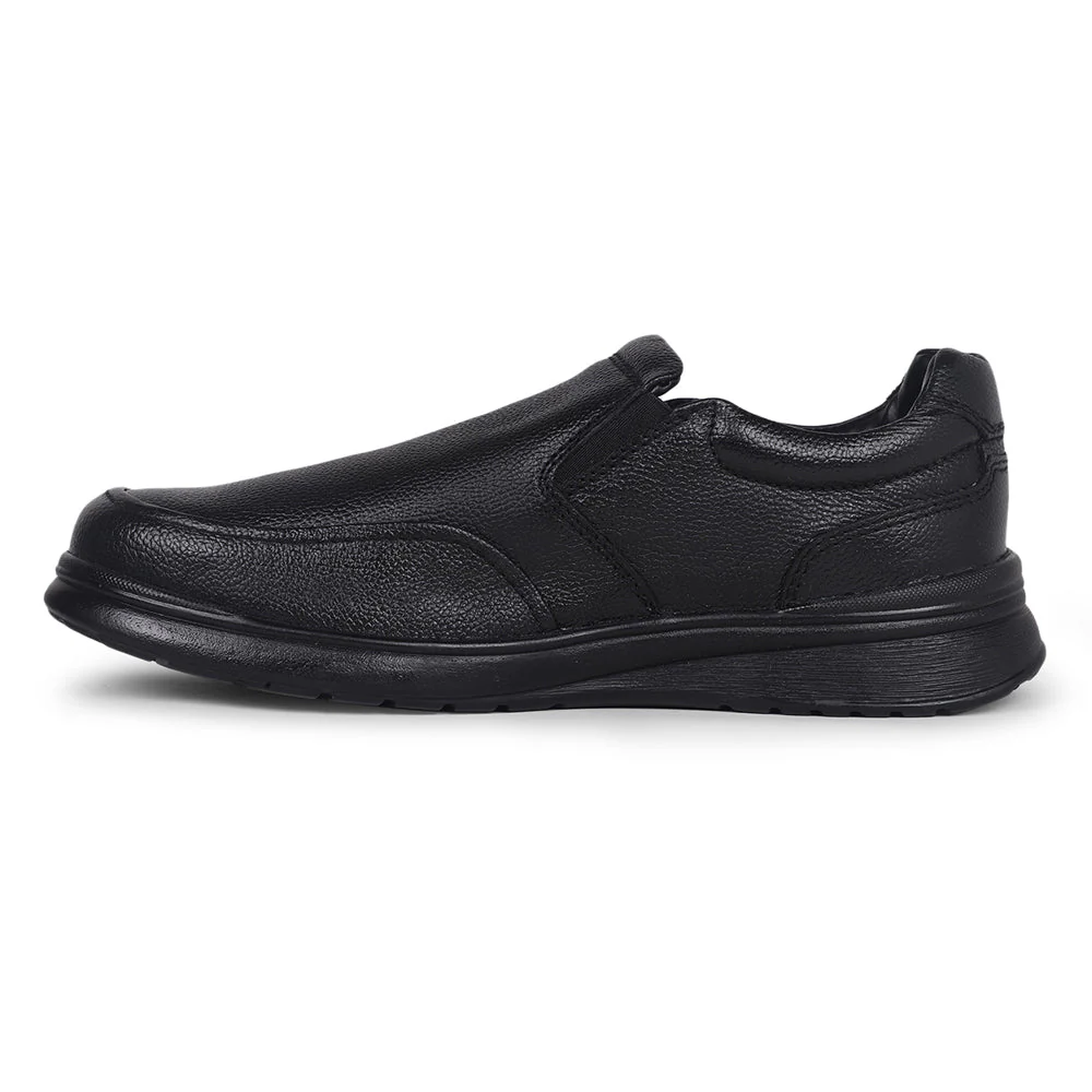 Fortune Black Formal Non Lacing Shoes For Men DEOX-1E By Liberty - Image 3
