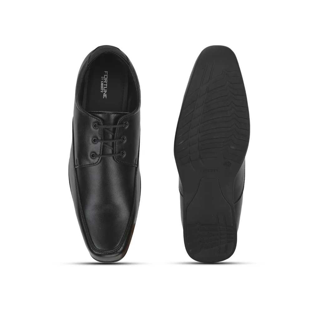 Fortune Formal Lacing Black Derby Shoes For Men FL-0001 By Liberty - Image 6