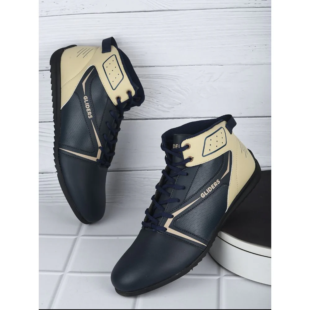 Gliders Casual Navy Blue Lacing Sneakers For Men RIDER-E By Liberty - Image 3