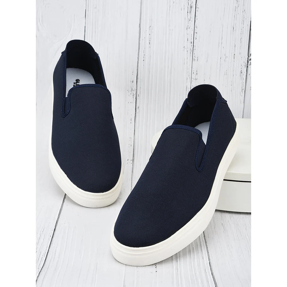 Gliders Non-Lacing Navy Blue Casual Sneakers For Men HYPER-E By Liberty - Image 4