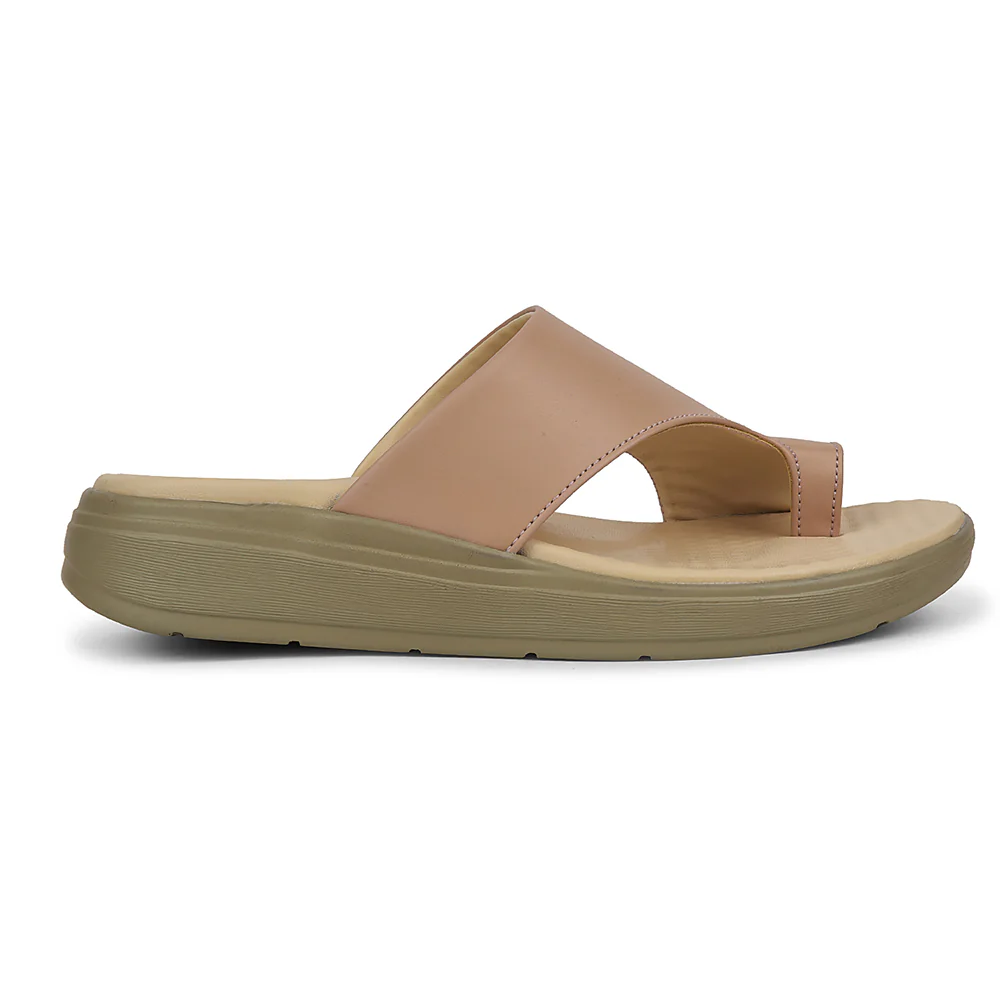 Healers Beige Casual Toe Ring Slipper For Women ZUBIE-3E By Liberty - Image 2