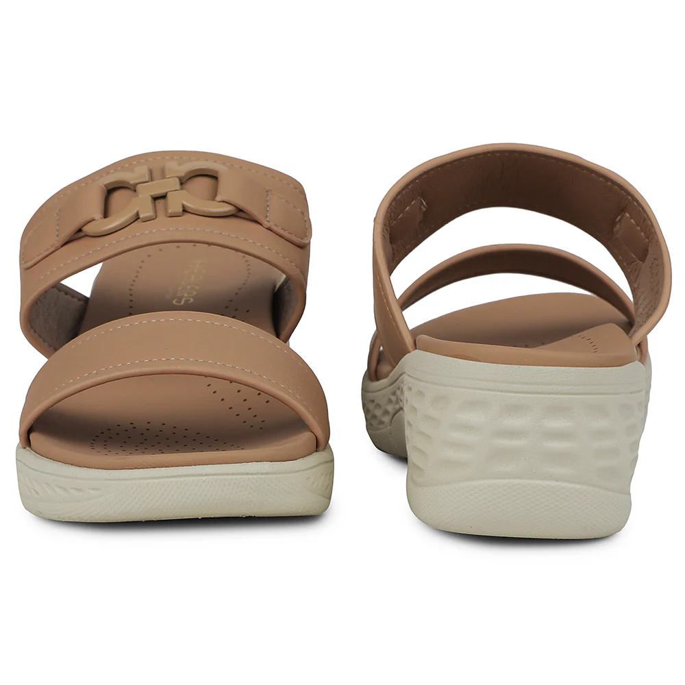 Healers Beige Wedge Heel Sandal For Women ZQ-FD-50 By Liberty - Image 6