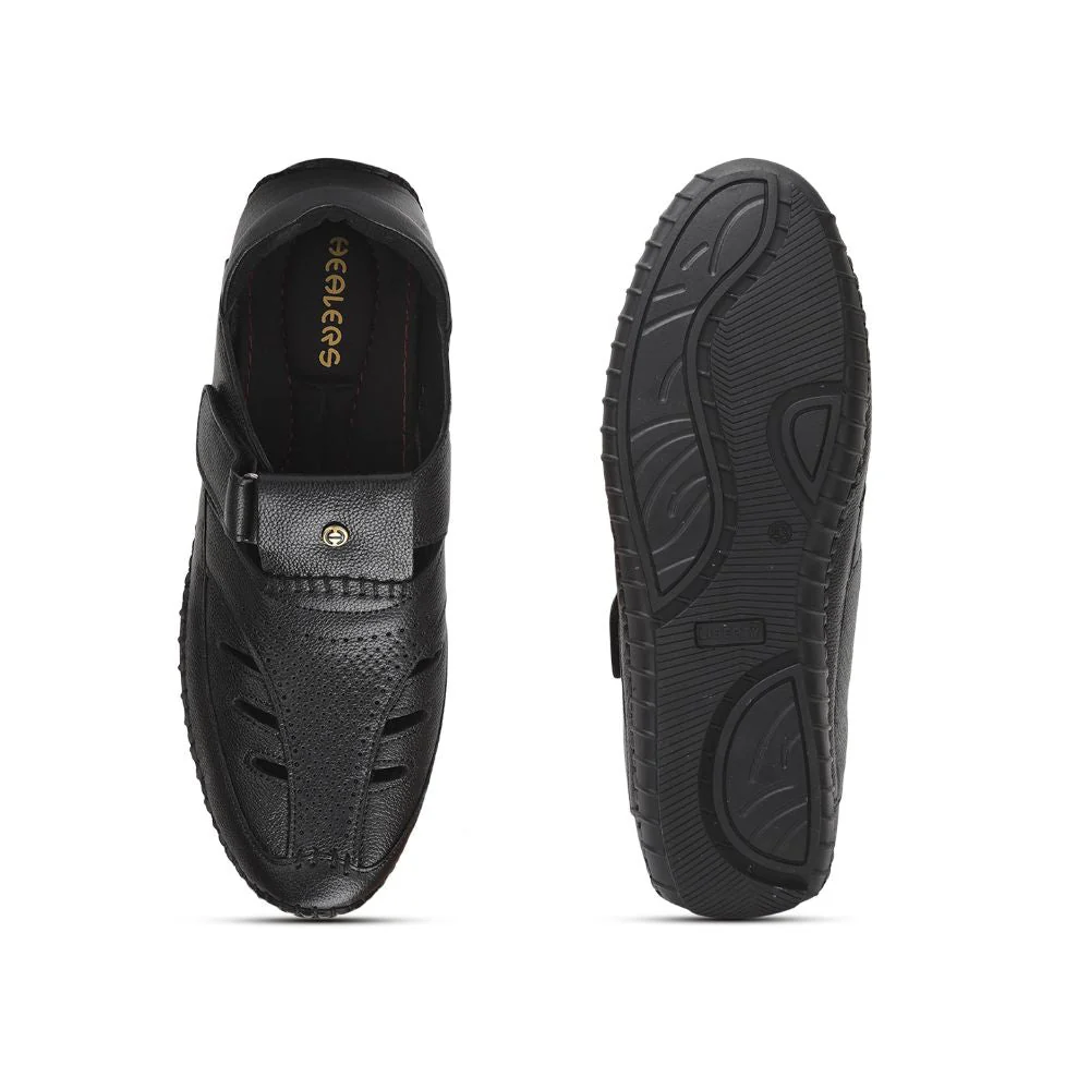Healers Black Casual Buckle Sandal For Men JPL-205 By Liberty - Image 3